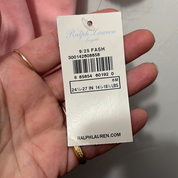 Ralph lauren baby girl gift idea. Newborn to siz months outfit pink velour - Picture 5 of 8